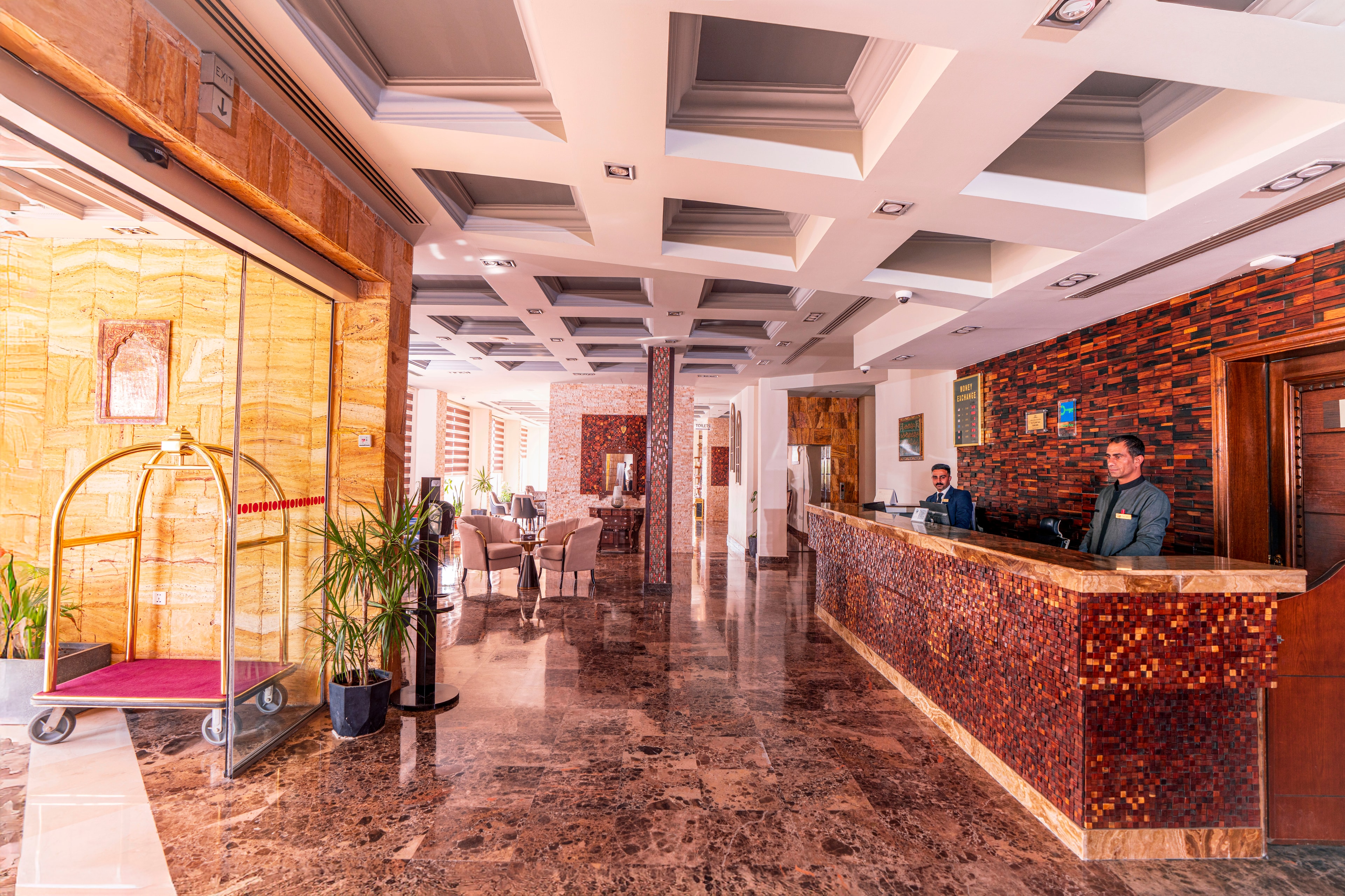 Hotel lobby seating area