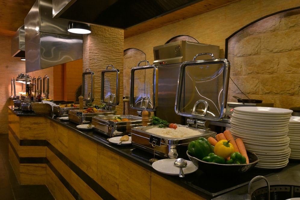 Petra Breeze Restaurant buffet counter with prepared dishes