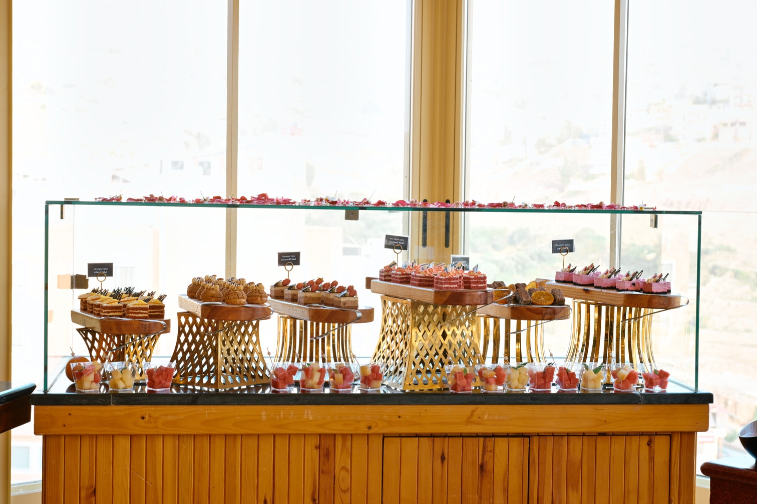 Pastries and fruit cups at Petra Breeze Restaurant