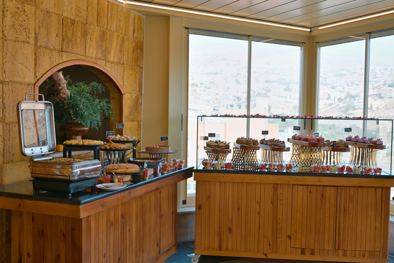 Petra Breeze Restaurant dessert buffet with panoramic views